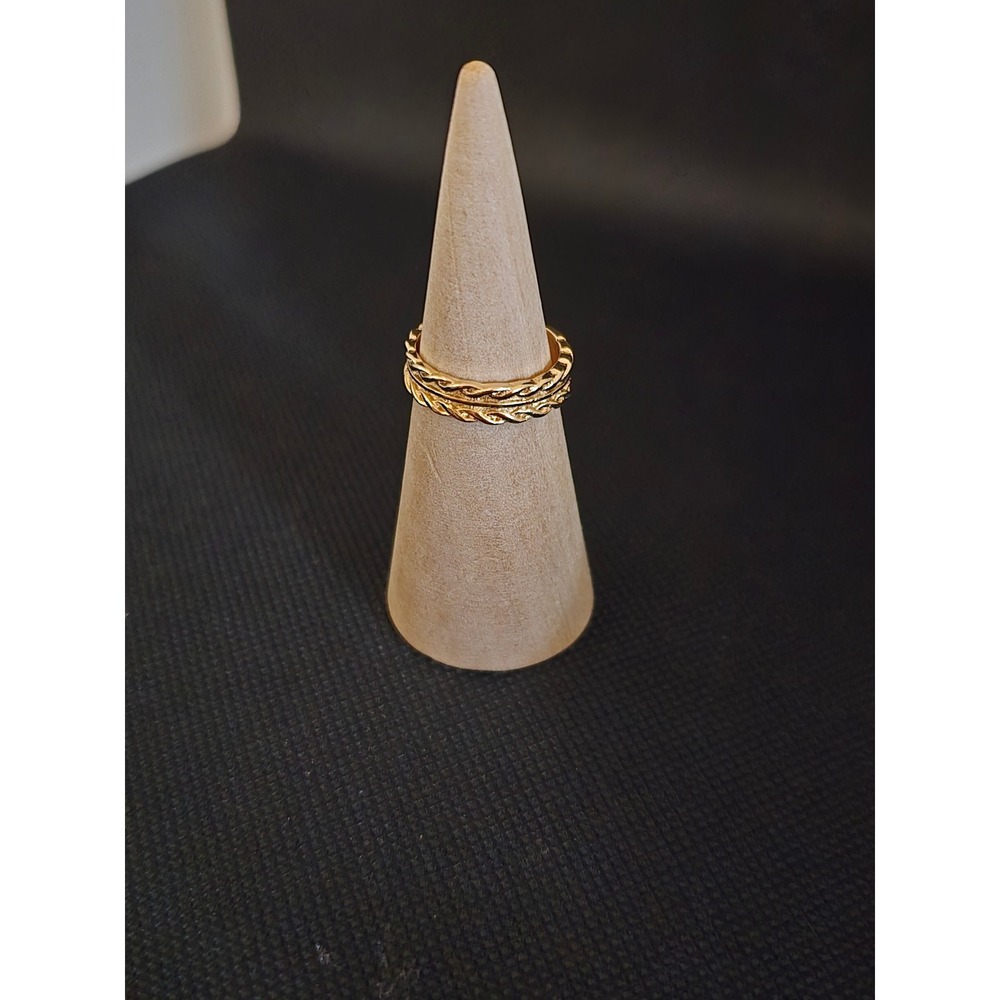 Goldtone Textured Twist Open Back Adjustable Band Ring Womens Minimalist Jewelry